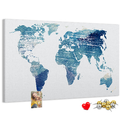 Tablero de anuncios mapa abstracto del mundo en tonos azules