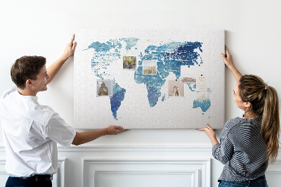 Tablero de anuncios mapa abstracto del mundo en tonos azules