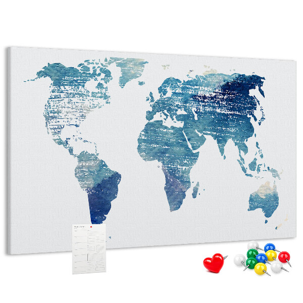 Tablero de anuncios mapa abstracto del mundo en tonos azules