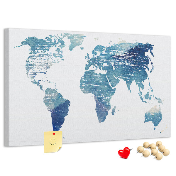 Tablero de anuncios mapa abstracto del mundo en tonos azules