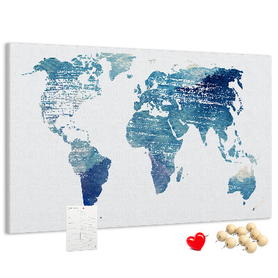 Tablero de anuncios mapa abstracto del mundo en tonos azules