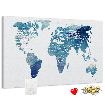 Tablero de anuncios mapa abstracto del mundo en tonos azules