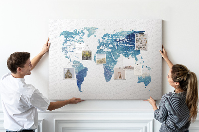 Tablero de anuncios mapa abstracto del mundo en tonos azules