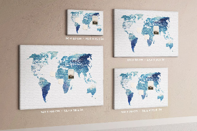 Tablero de anuncios mapa abstracto del mundo en tonos azules