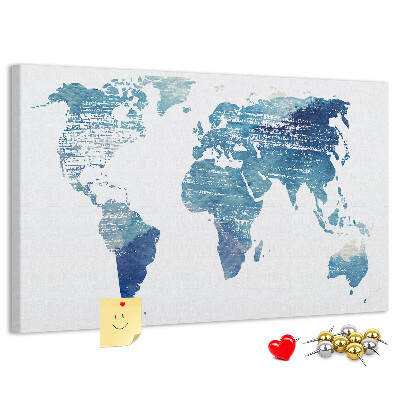 Tablero de anuncios mapa abstracto del mundo en tonos azules