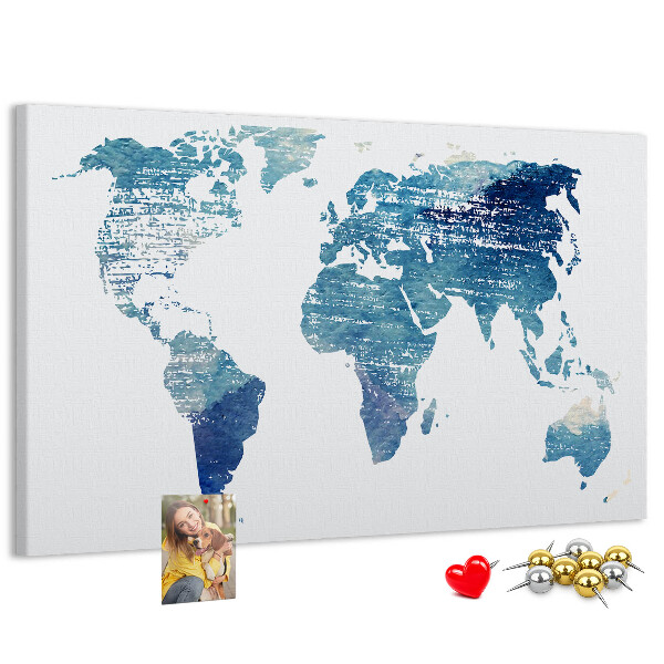 Tablero de anuncios mapa abstracto del mundo en tonos azules