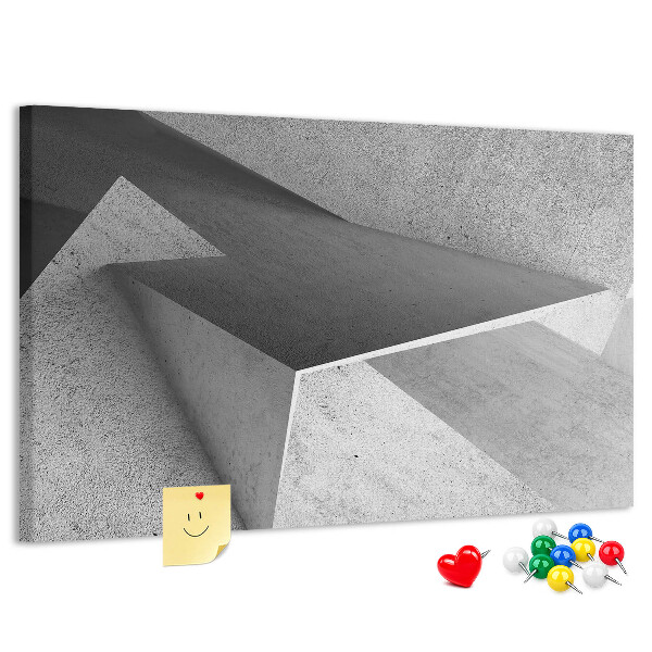 Tablero de corcho decorado con diseño de formas geométricas minimalistas