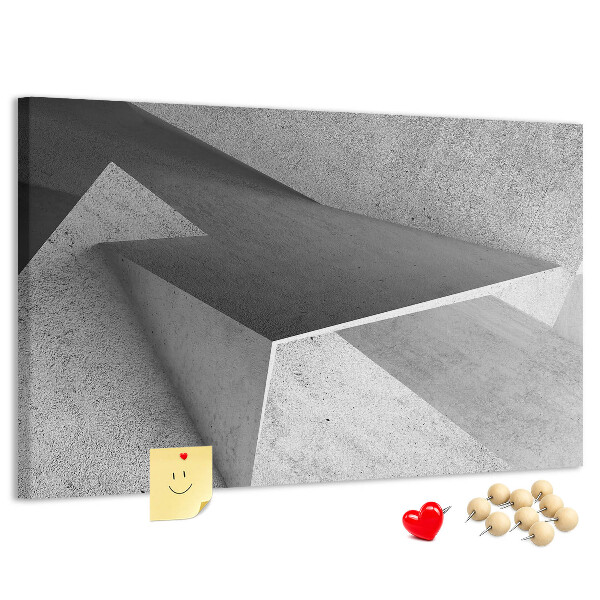 Tablero de corcho decorado con diseño de formas geométricas minimalistas
