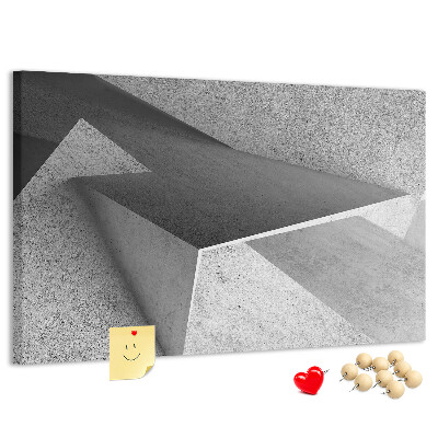 Tablero de corcho decorado con diseño de formas geométricas minimalistas