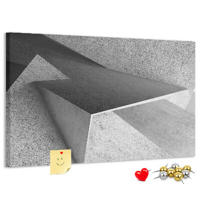 Tablero de corcho decorado con diseño de formas geométricas minimalistas