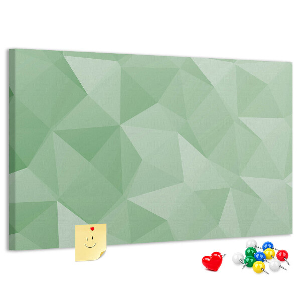 Tablero de corcho decorativo con diseño abstracto en tonos verdes