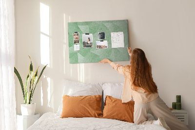 Tablero de corcho decorativo con diseño abstracto en tonos verdes