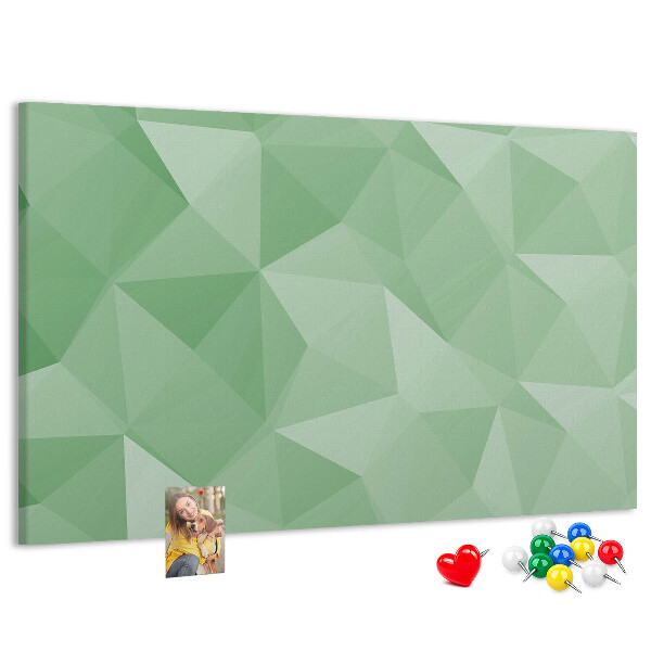 Tablero de corcho decorativo con diseño abstracto en tonos verdes