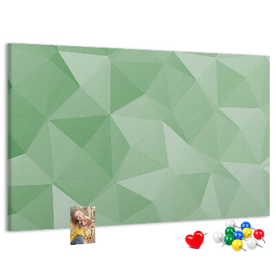 Tablero de corcho decorativo con diseño abstracto en tonos verdes