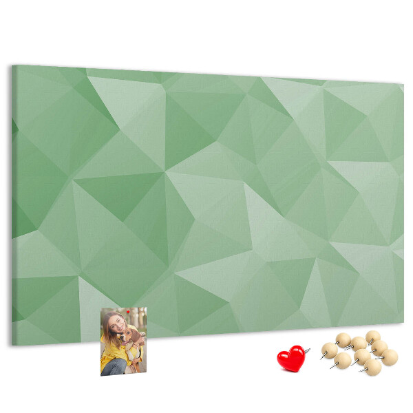 Tablero de corcho decorativo con diseño abstracto en tonos verdes