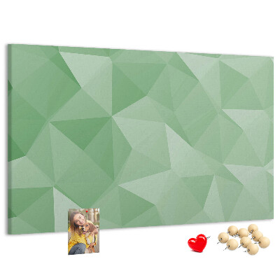 Tablero de corcho decorativo con diseño abstracto en tonos verdes