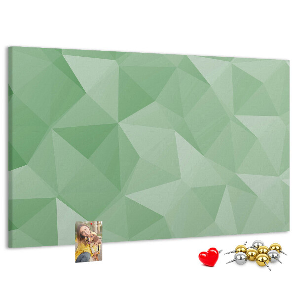 Tablero de corcho decorativo con diseño abstracto en tonos verdes