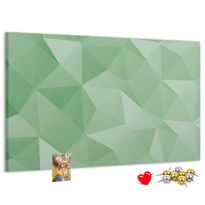 Tablero de corcho decorativo con diseño abstracto en tonos verdes