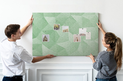 Tablero de corcho decorativo con diseño abstracto en tonos verdes