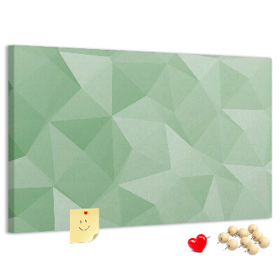 Tablero de corcho decorativo con diseño abstracto en tonos verdes