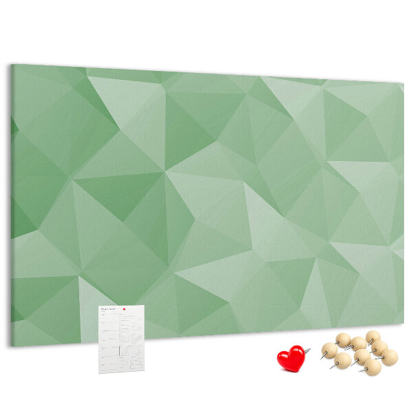 Tablero de corcho decorativo con diseño abstracto en tonos verdes