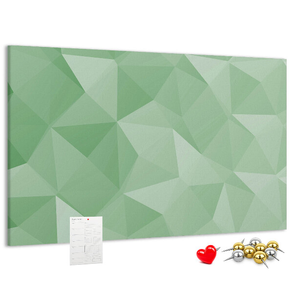 Tablero de corcho decorativo con diseño abstracto en tonos verdes