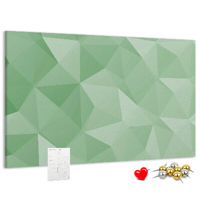 Tablero de corcho decorativo con diseño abstracto en tonos verdes