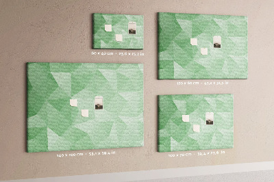 Tablero de corcho decorativo con diseño abstracto en tonos verdes