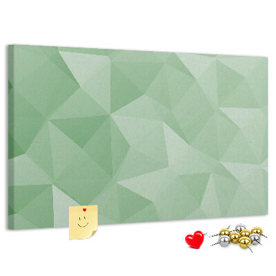Tablero de corcho decorativo con diseño abstracto en tonos verdes