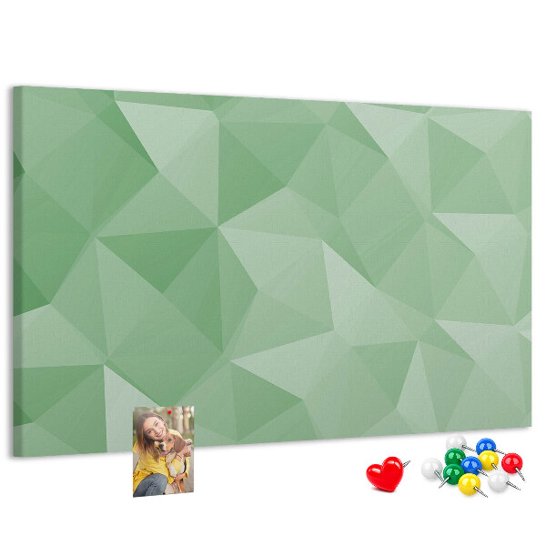 Tablero de corcho decorativo con diseño abstracto en tonos verdes