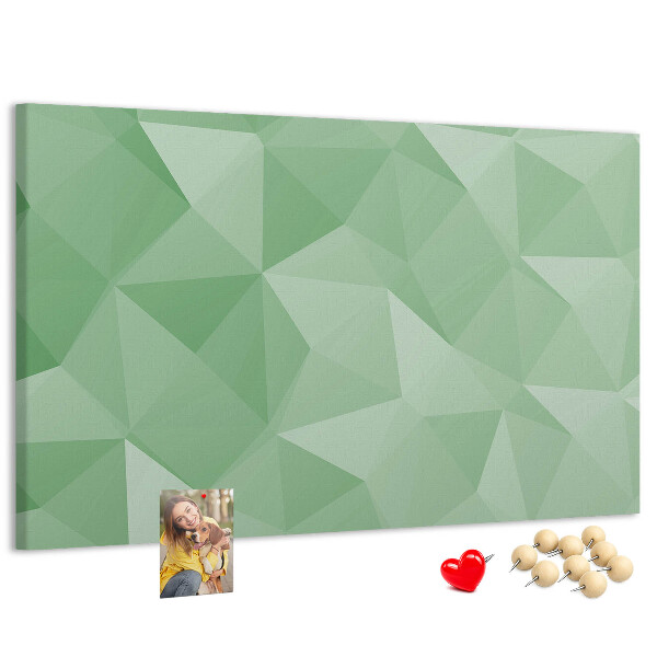 Tablero de corcho decorativo con diseño abstracto en tonos verdes