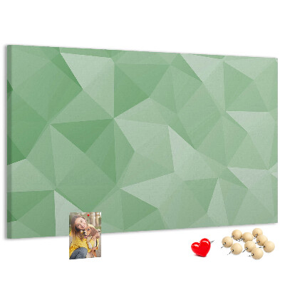 Tablero de corcho decorativo con diseño abstracto en tonos verdes