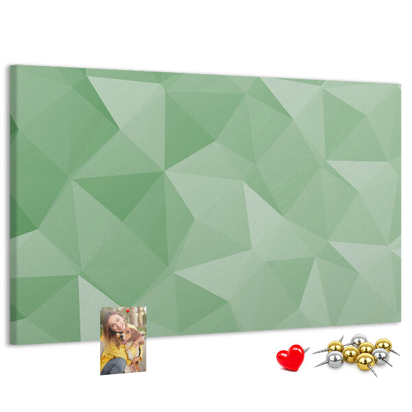 Tablero de corcho decorativo con diseño abstracto en tonos verdes