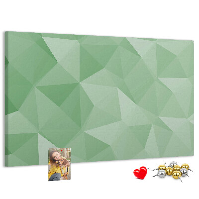 Tablero de corcho decorativo con diseño abstracto en tonos verdes