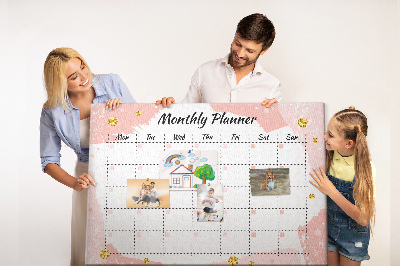 Tablero de corcho decorado planificador mensual con diseño elegante en colores pastel