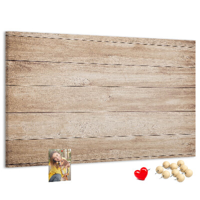 Tablero de corcho decorado de madera natural en tonos cálidos