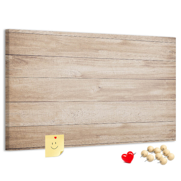 Tablero de corcho decorado de madera natural en tonos cálidos