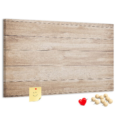 Tablero de corcho decorado de madera natural en tonos cálidos