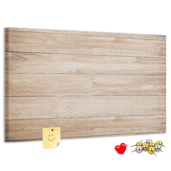 Tablero de corcho decorado de madera natural en tonos cálidos