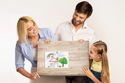 Tablero de corcho decorado de madera natural en tonos cálidos