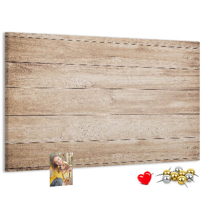 Tablero de corcho decorado de madera natural en tonos cálidos
