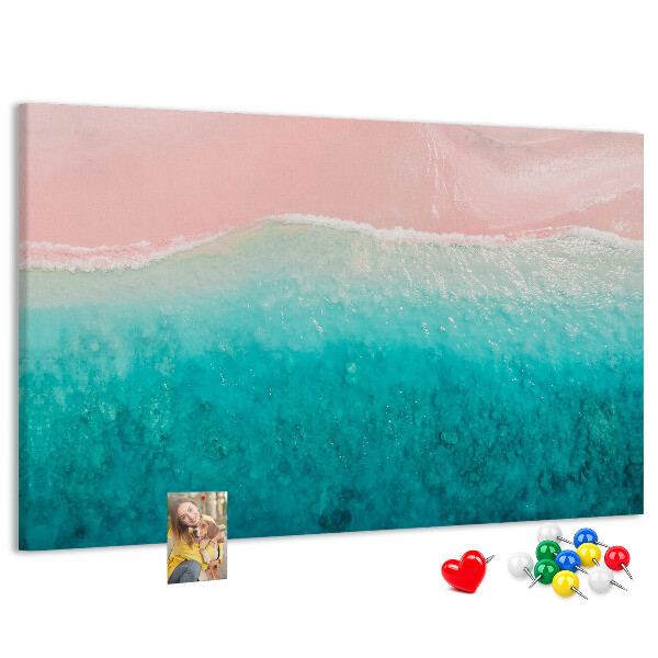 Pizarra de corcho Olas del océano sobre un fondo rosa