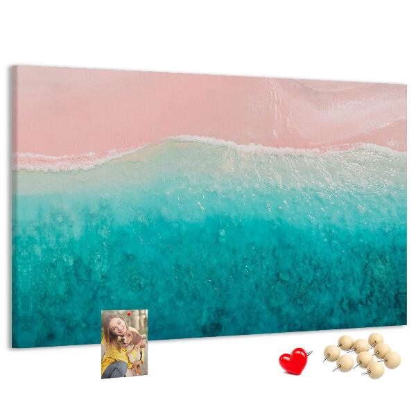 Pizarra de corcho Olas del océano sobre un fondo rosa