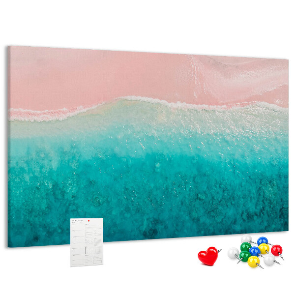 Pizarra de corcho Olas del océano sobre un fondo rosa