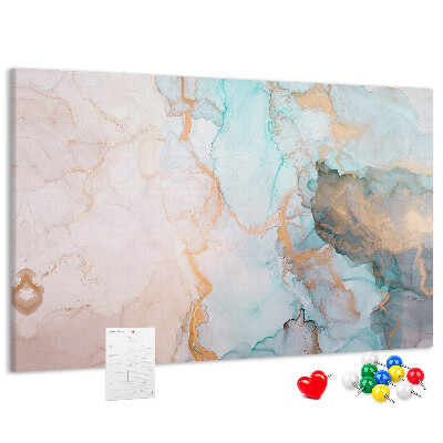 Tablero de anuncios con diseño abstracto en tonos azules