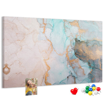 Tablero de anuncios con diseño abstracto en tonos azules