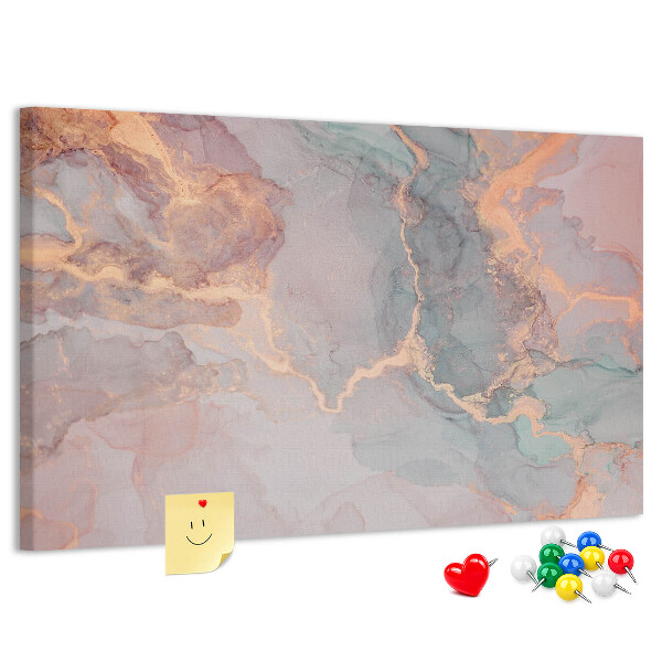 Pizarra de corcho con diseño abstracto en tonos pastel