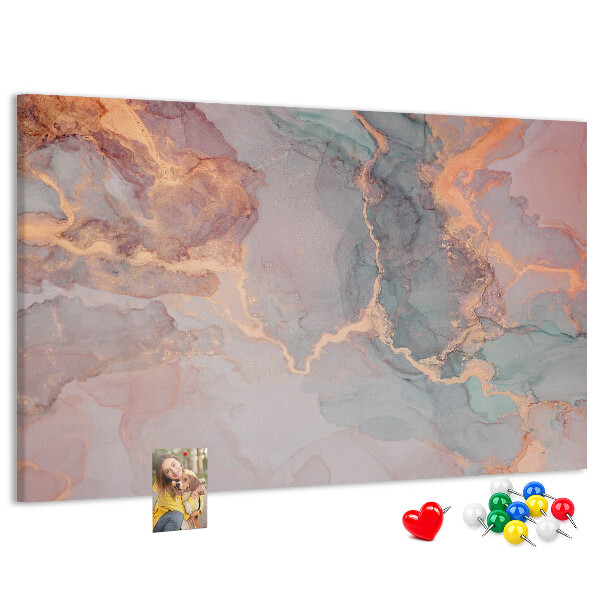 Pizarra de corcho con diseño abstracto en tonos pastel