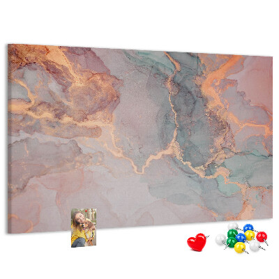 Pizarra de corcho con diseño abstracto en tonos pastel