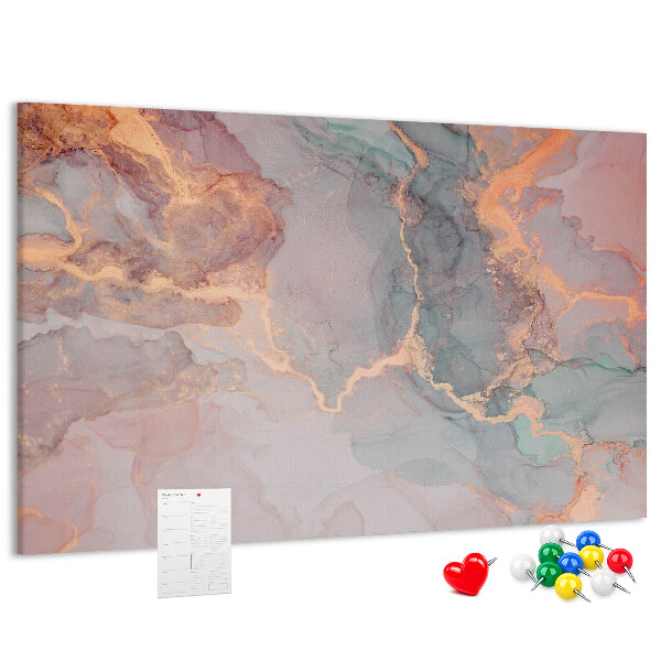 Pizarra de corcho con diseño abstracto en tonos pastel